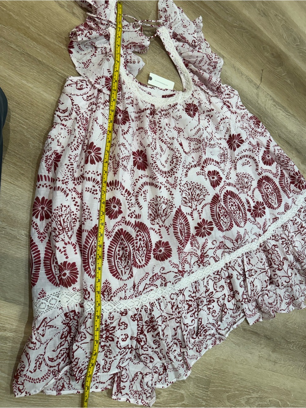 Maeve Anthropologie 2Xl plus Dress white red Floral Ruffles cotton crochet NWT - Picture 6 of 9
